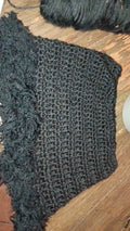Black cat ear hat with black fur