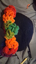 Black and rainbow ruffles hat
