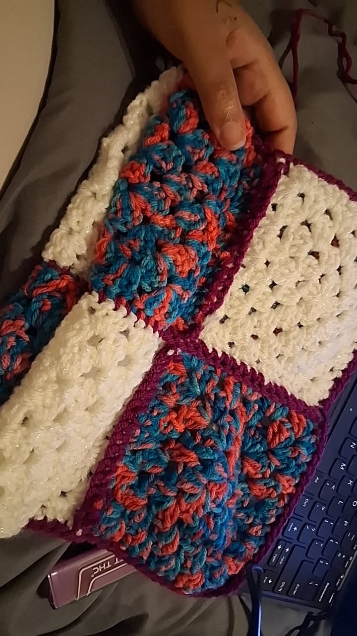 White and purple cat ear hat