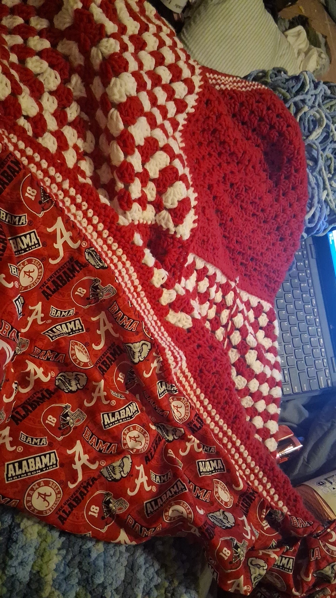 Alabama baby blanket with fabric on the back