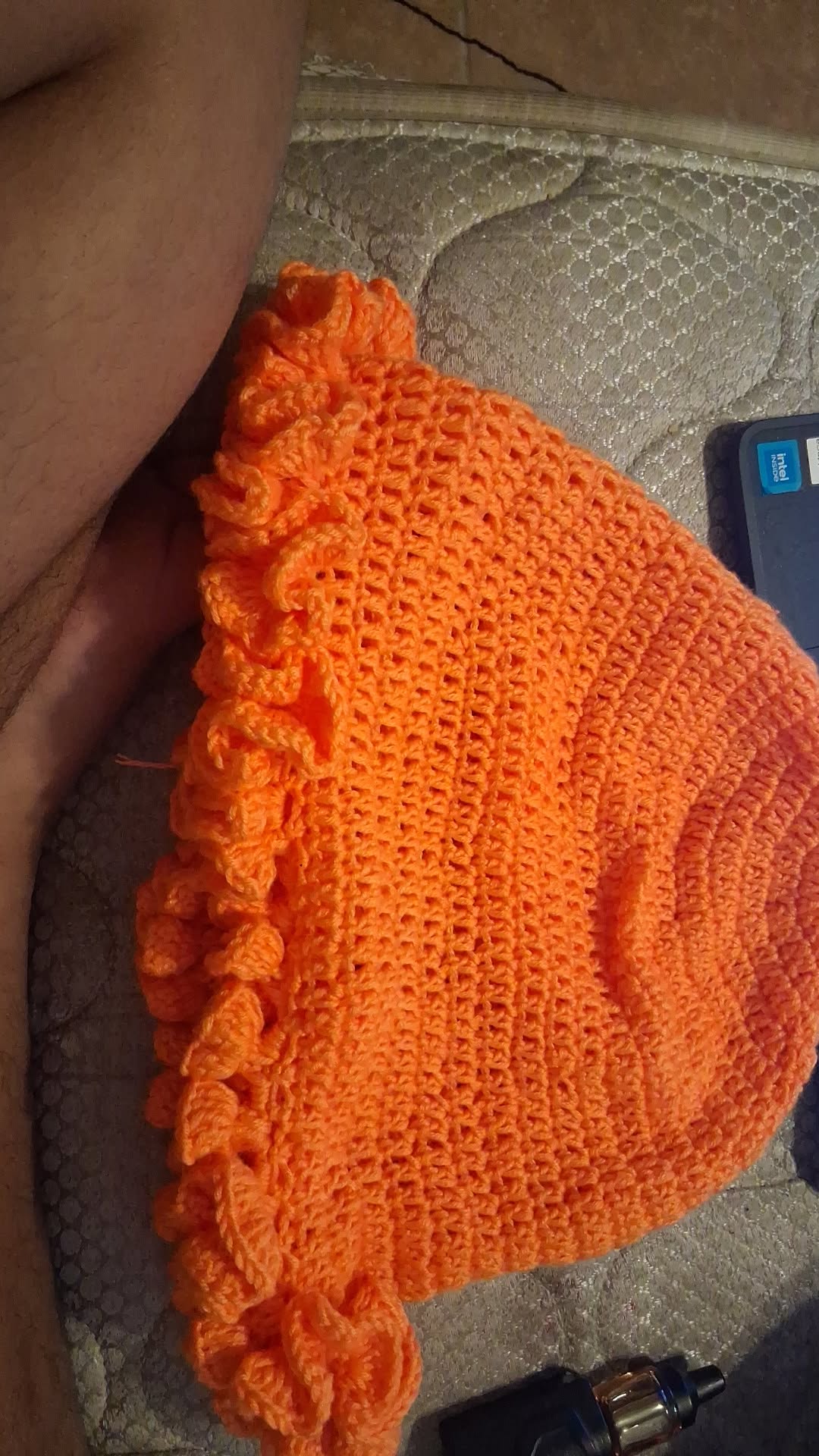 Orange ruffle hat